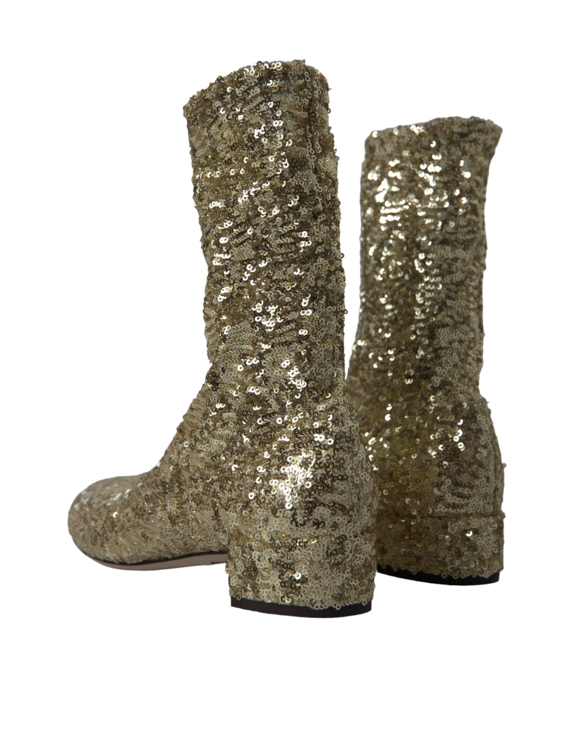 Bottes mi-mollet dorées élégantes Dolce &amp; Gabbana au design exclusif