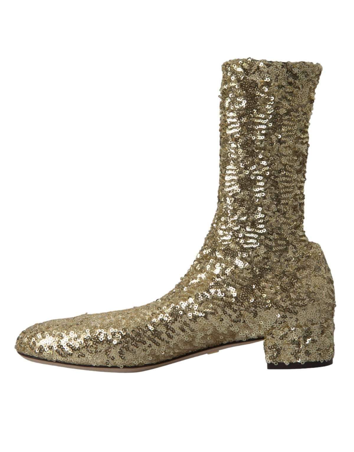 Bottes mi-mollet dorées élégantes Dolce &amp; Gabbana au design exclusif