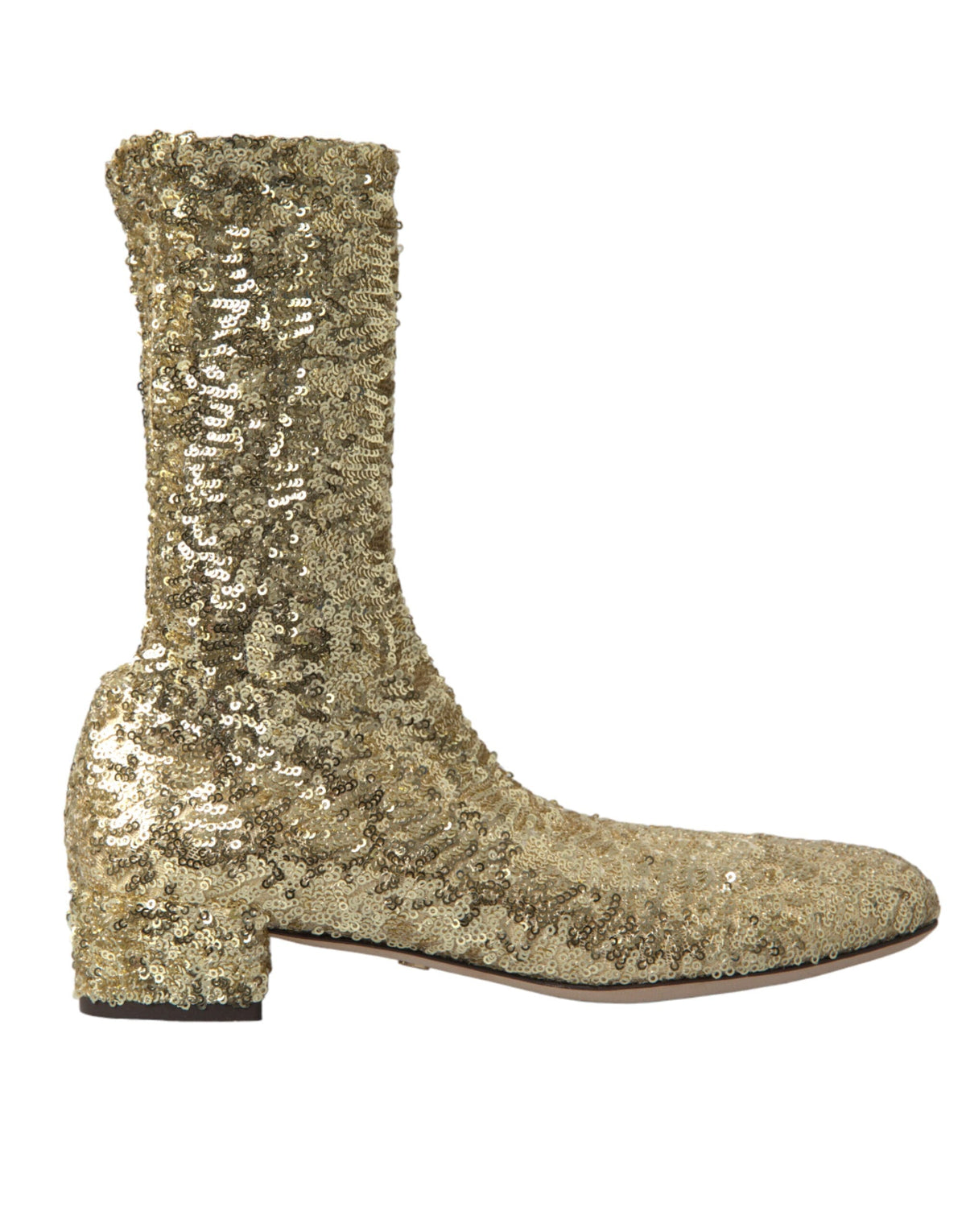 Bottes mi-mollet dorées élégantes Dolce &amp; Gabbana au design exclusif