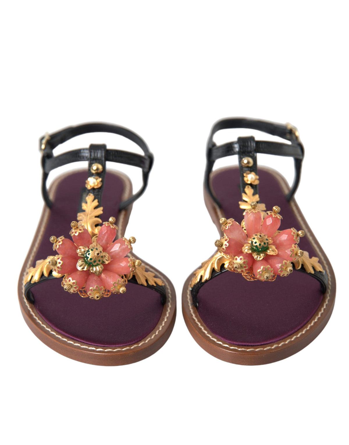 Sandales plates élégantes ornées de cristaux Dolce &amp; Gabbana