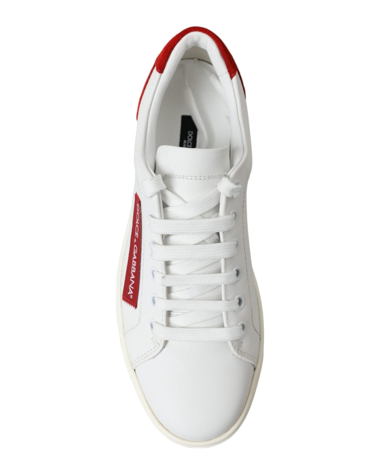 Baskets chics en cuir blanc avec accents rouges Dolce &amp; Gabbana