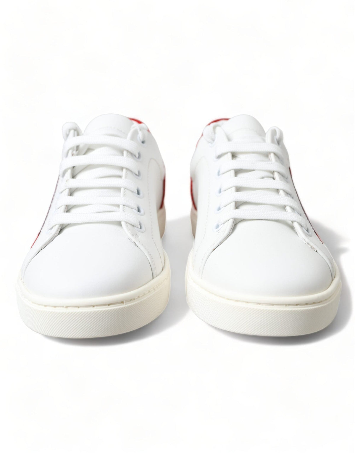 Baskets chics en cuir blanc avec accents rouges Dolce &amp; Gabbana