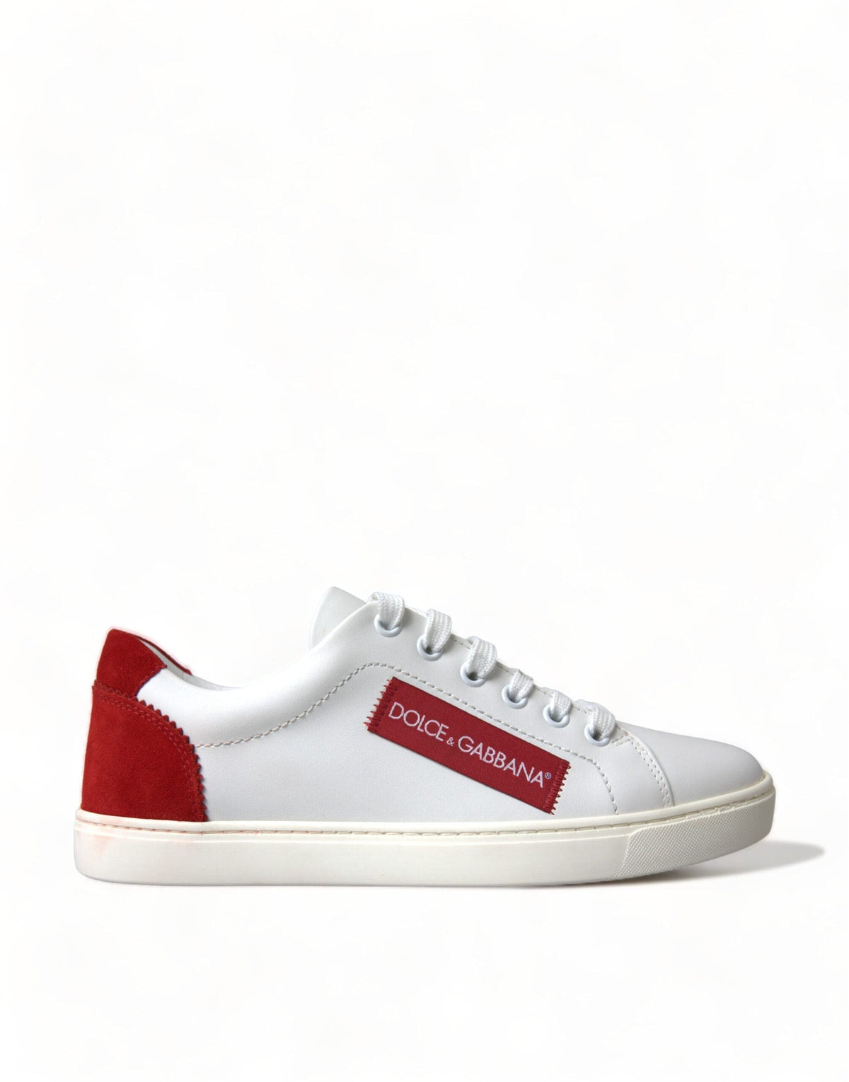 Baskets chics en cuir blanc avec accents rouges Dolce &amp; Gabbana