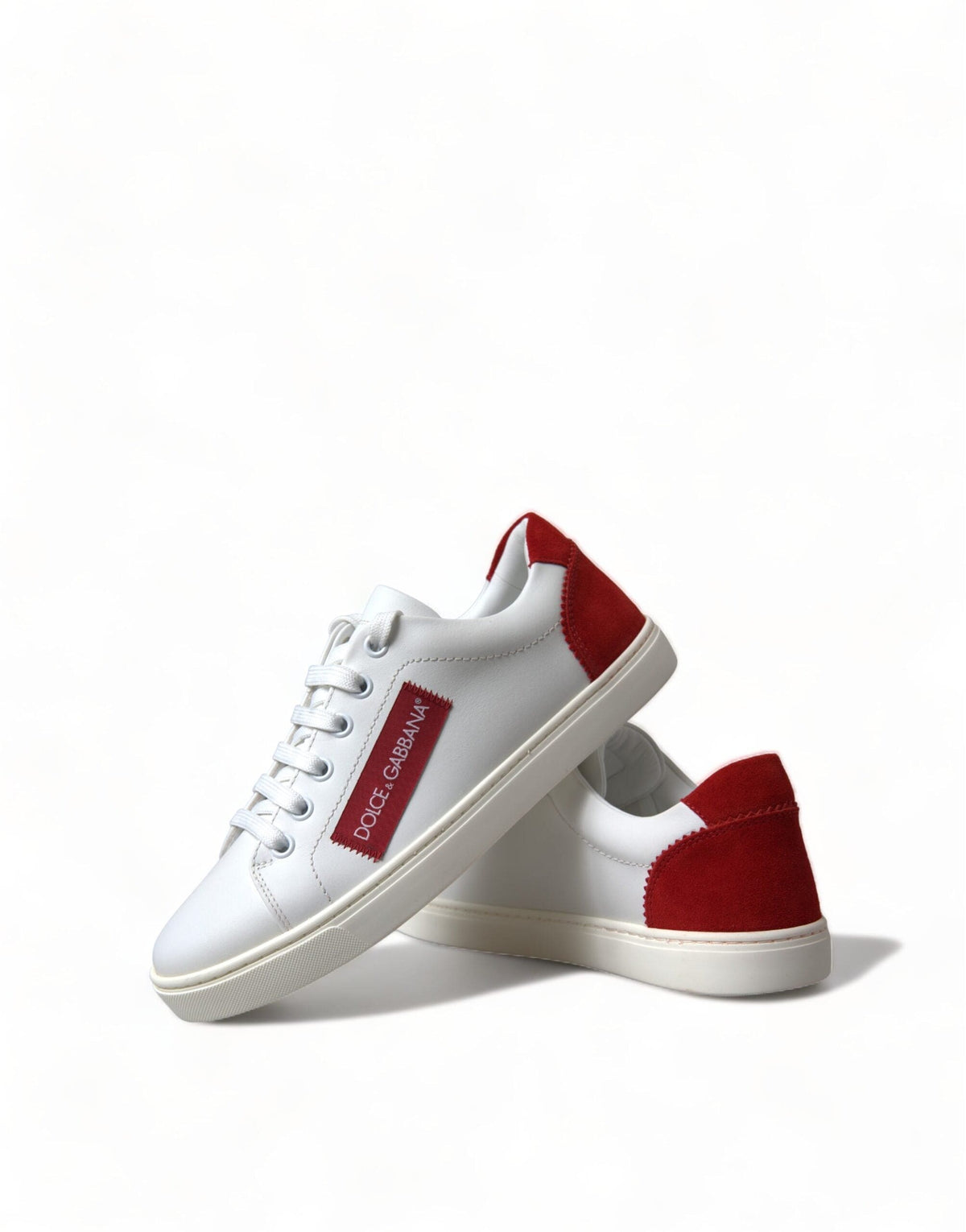 Baskets chics en cuir blanc avec accents rouges Dolce &amp; Gabbana