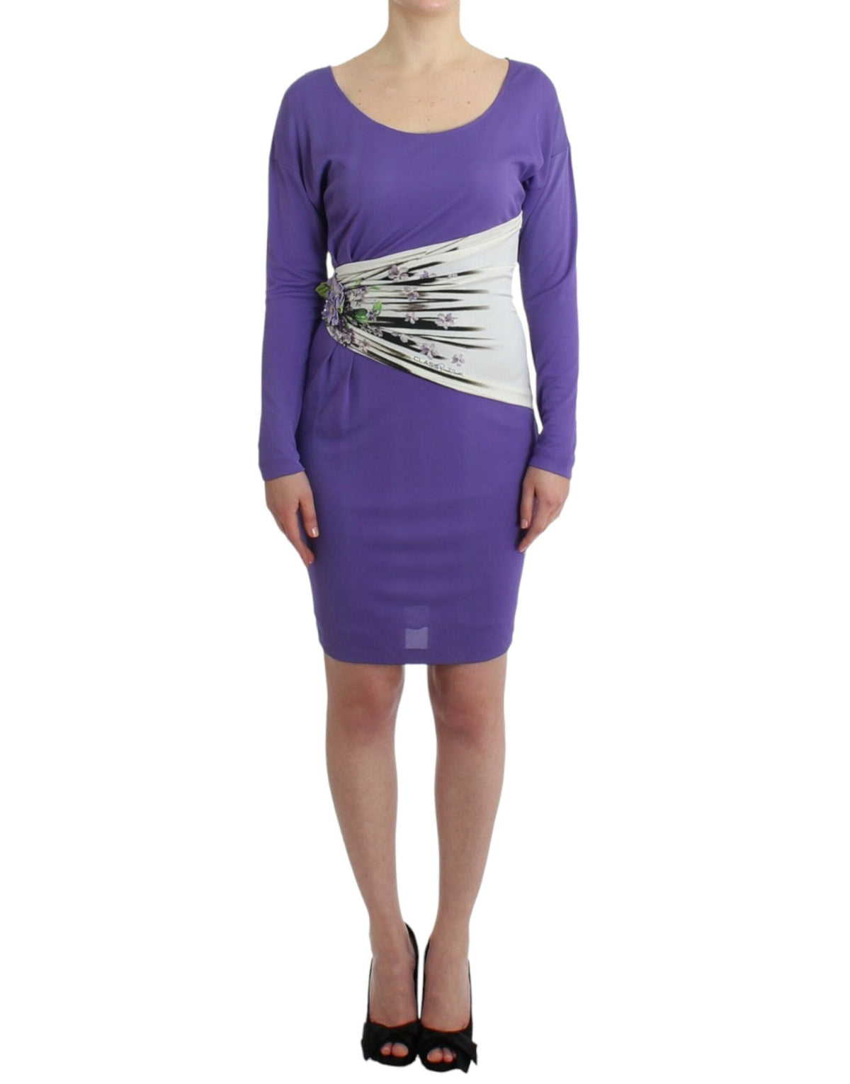 Robe élégante en jersey fleuri violet Cavalli