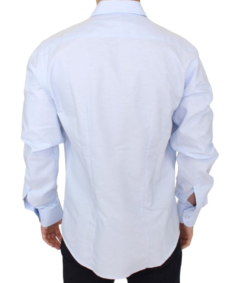 Camisa elegante de algodón italiano azul claro de Cavalli