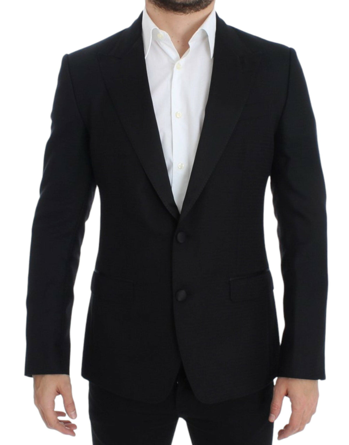 Blazer élégant en soie mélangée noire Sicilia de Dolce &amp; Gabbana