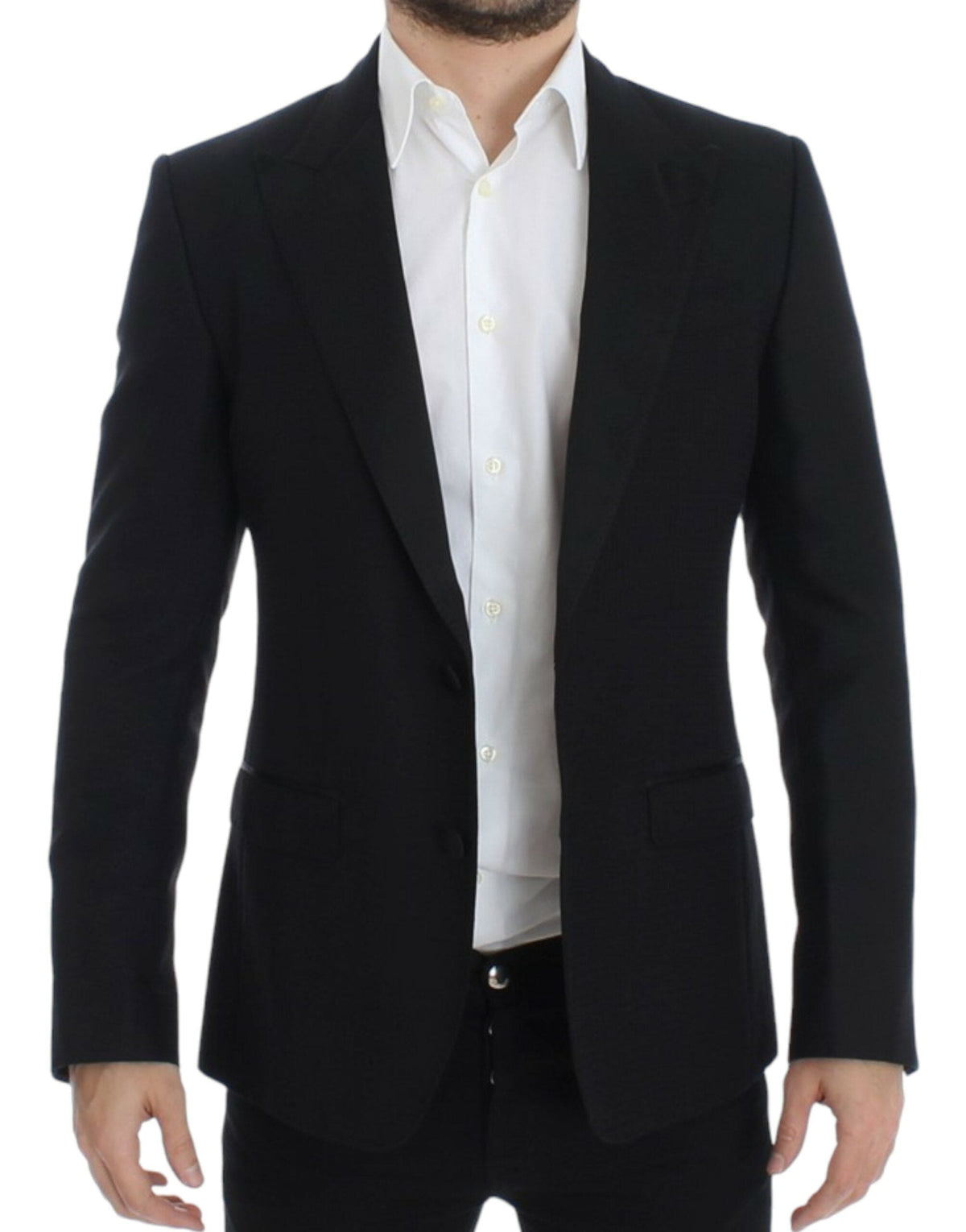 Blazer élégant en soie mélangée noire Sicilia de Dolce &amp; Gabbana