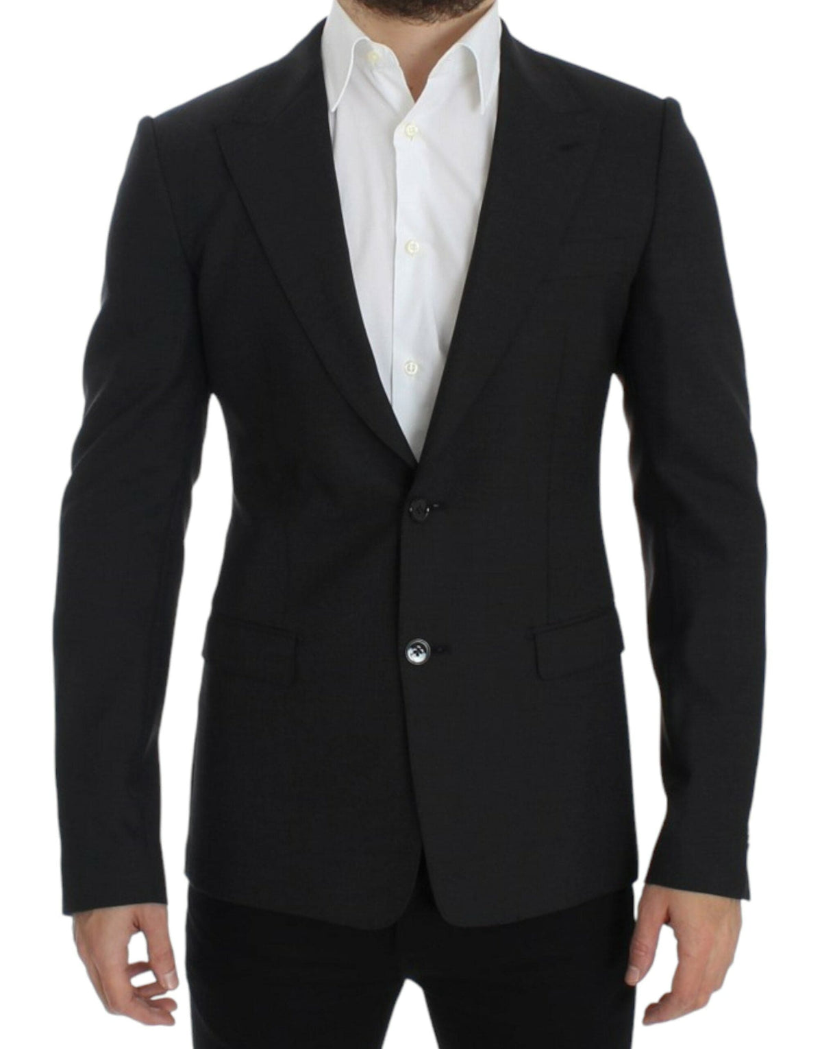 Blazer elegante de corte entallado de lana gris de Dolce &amp; Gabbana