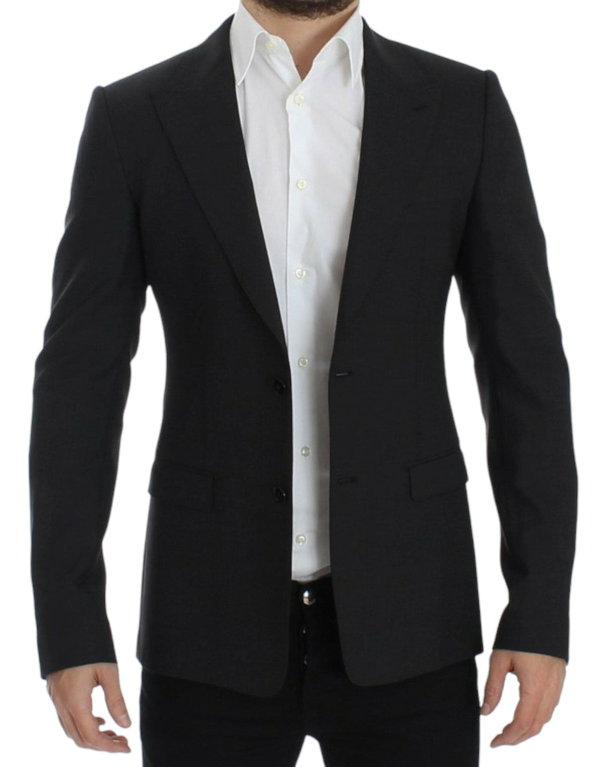 Blazer elegante de corte entallado de lana gris de Dolce &amp; Gabbana