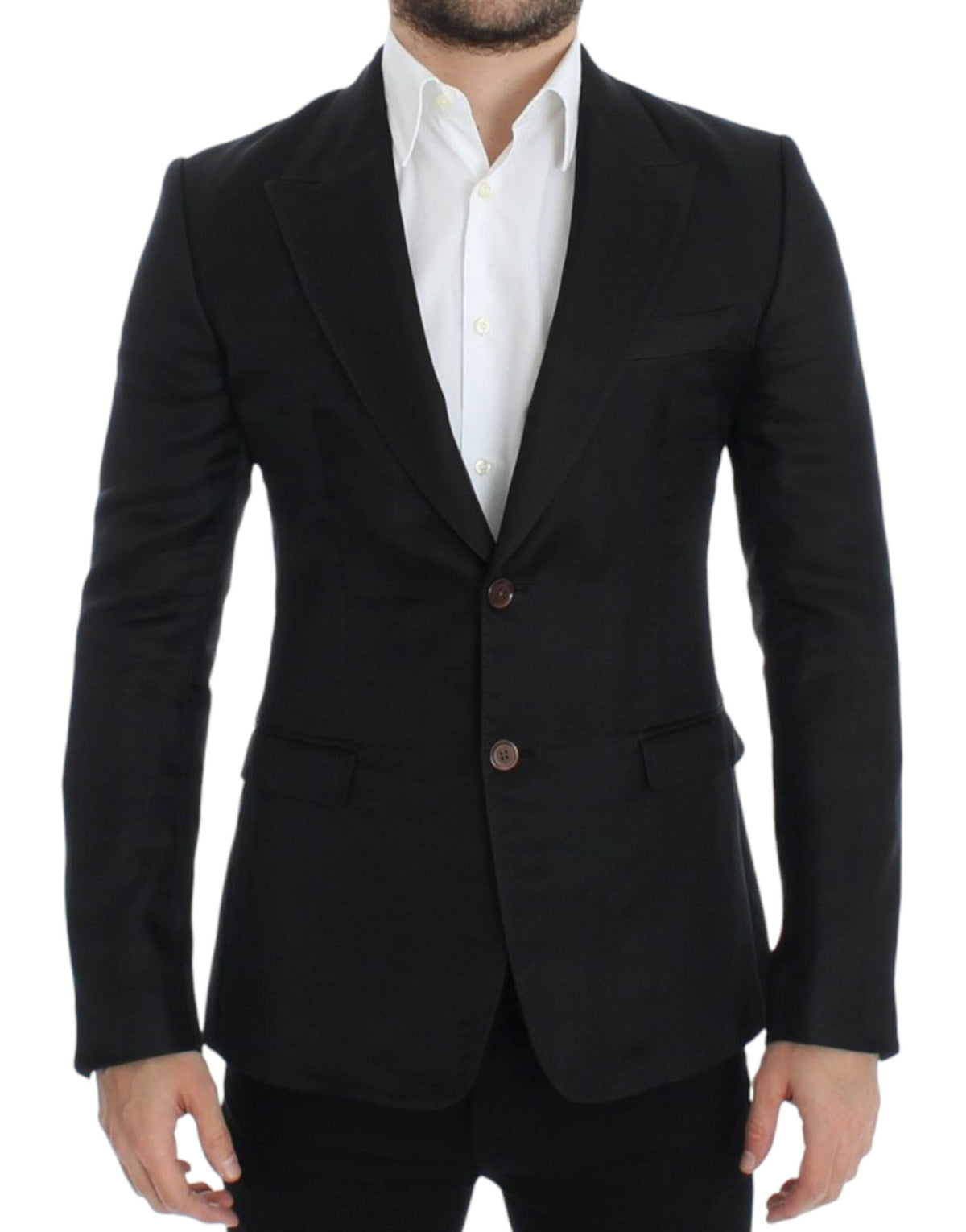 Blazer elegante de dos botones en mezcla de seda negra de Dolce &amp; Gabbana