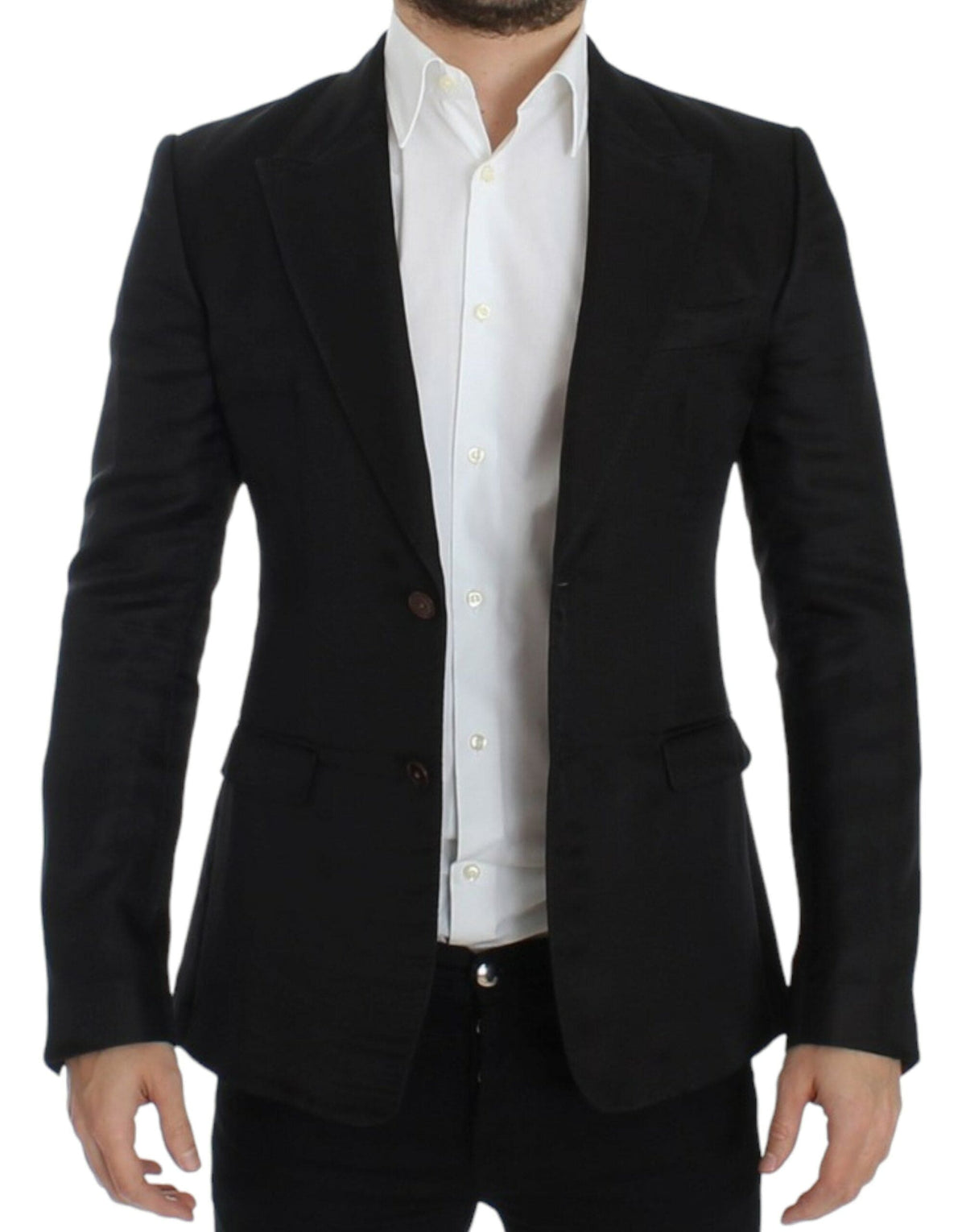 Blazer élégant à deux boutons en soie mélangée noire Dolce &amp; Gabbana