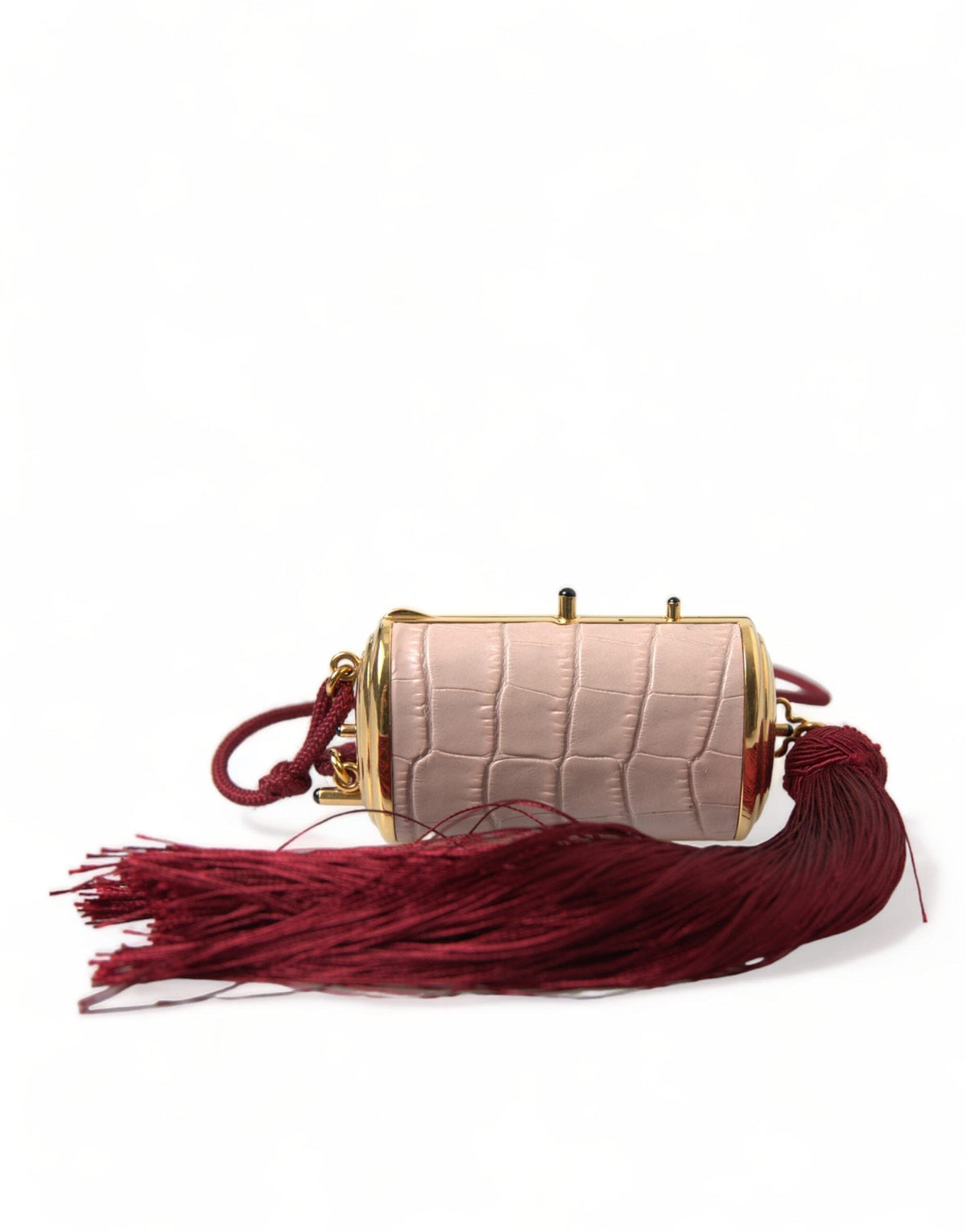 Bolso mini con espejo y borla de piel rosa exótica de Dolce &amp; Gabbana