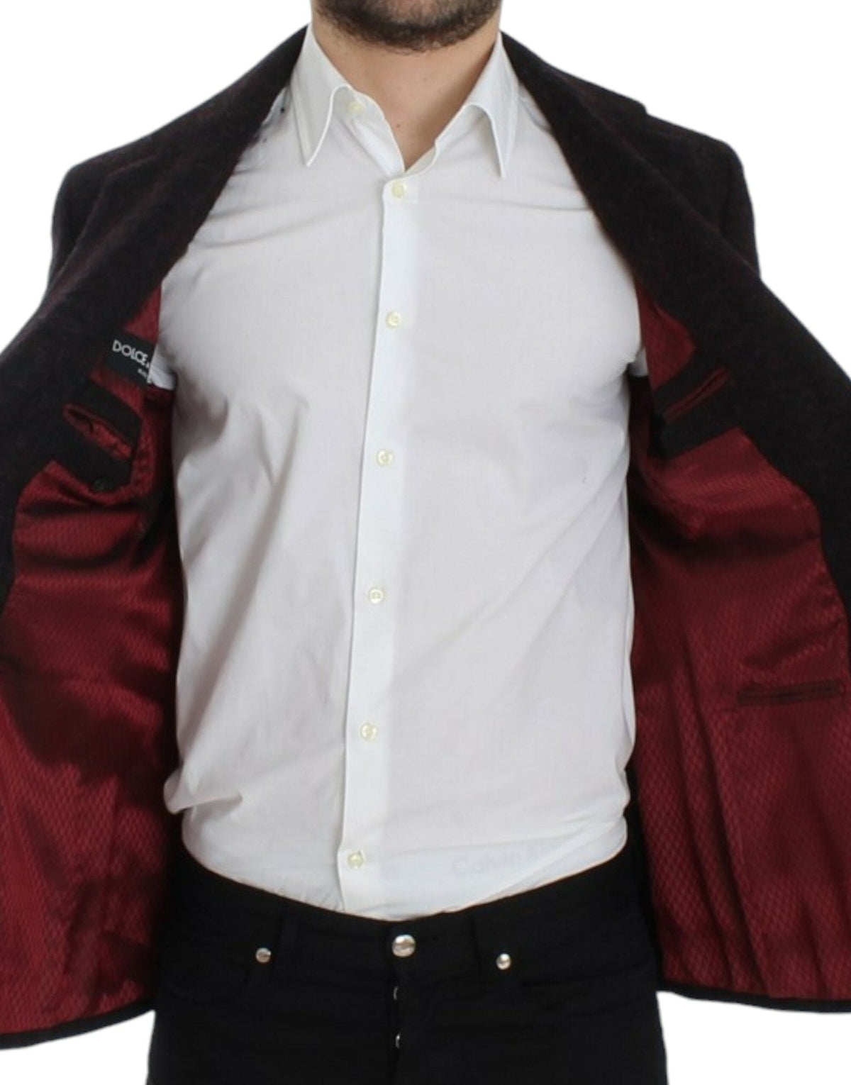 Veste blazer à deux boutons en alpaga bordeaux Dolce &amp; Gabbana