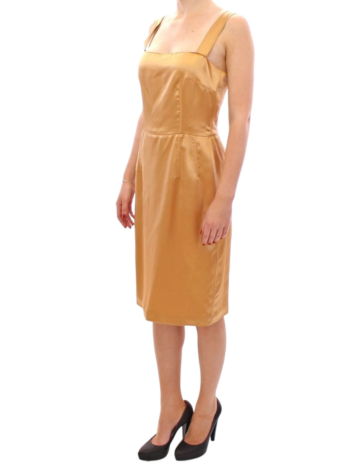 Robe fourreau en soie bronze élégante Dolce &amp; Gabbana jusqu'aux genoux