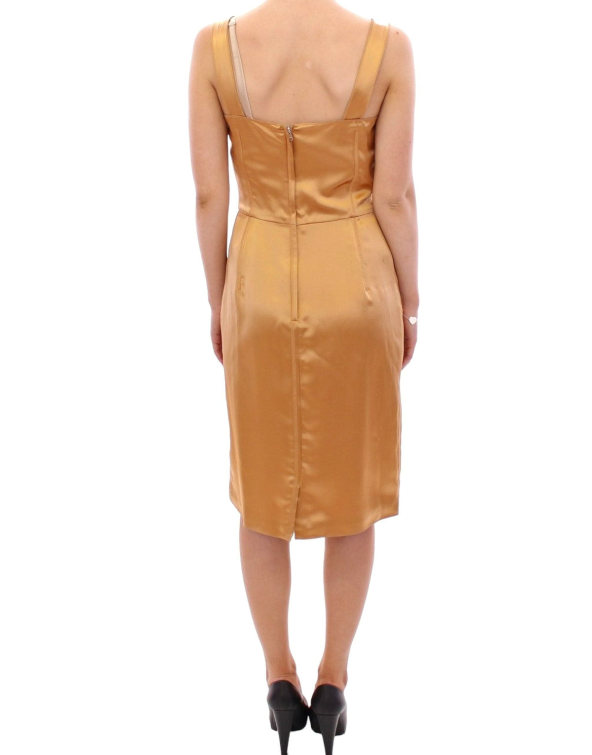 Robe fourreau en soie bronze élégante Dolce &amp; Gabbana jusqu'aux genoux