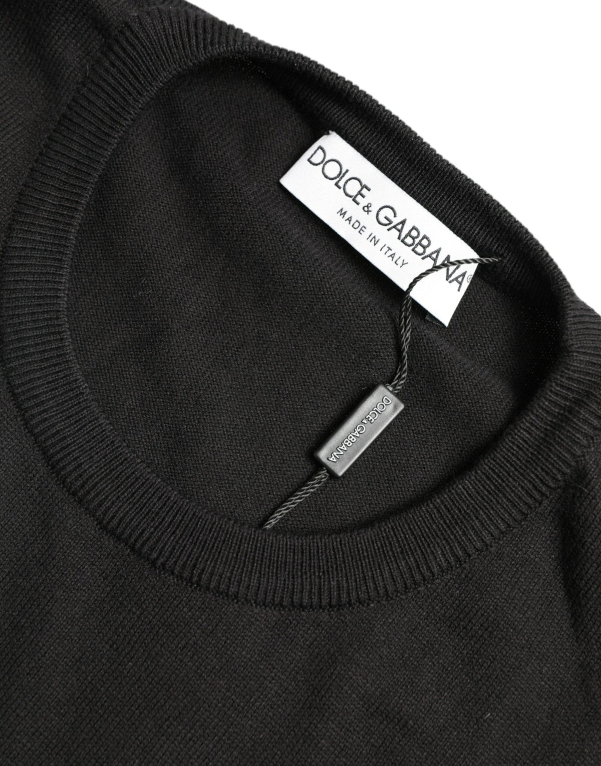 Pull ras du cou en coton noir élégant Dolce &amp; Gabbana