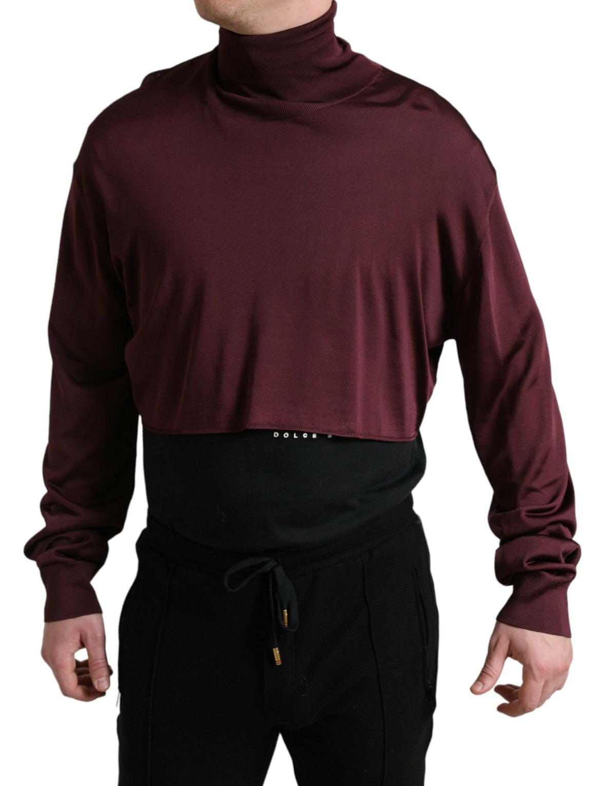 Pull col roulé en viscose bordeaux Dolce &amp; Gabbana