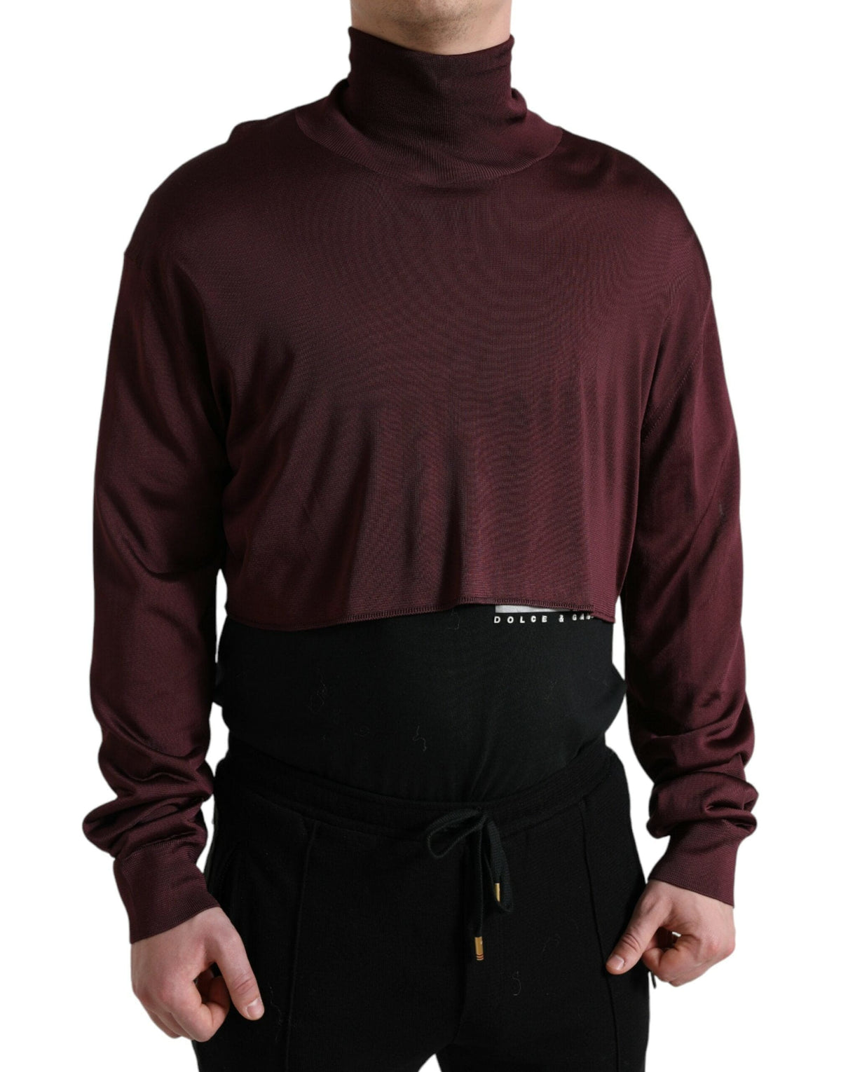 Pull col roulé en viscose bordeaux Dolce &amp; Gabbana