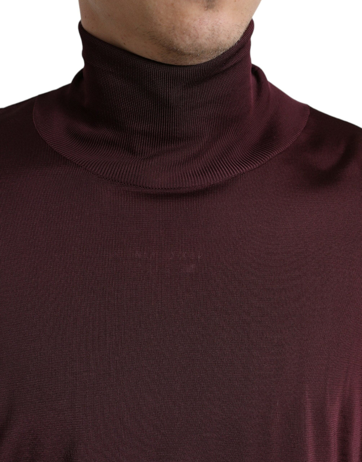 Dolce & Gabbana Maroon Turtleneck Viscose Sweater