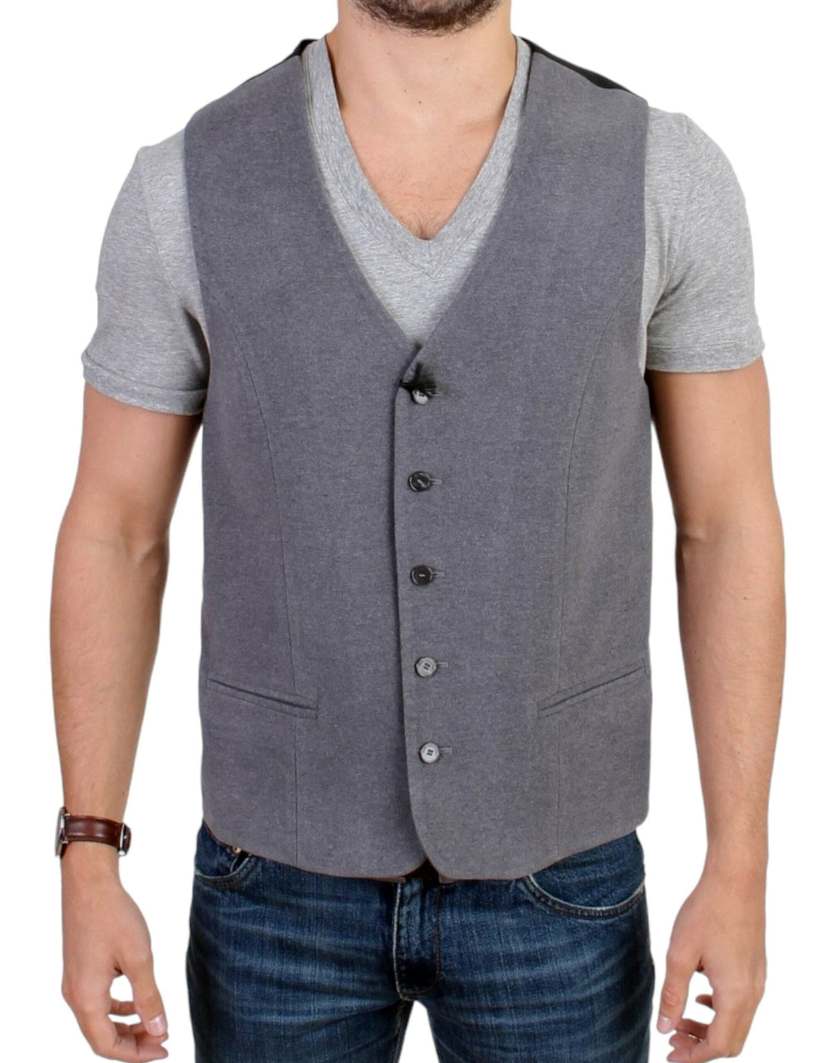 Costume National Chic Gilet Décontracté Gris