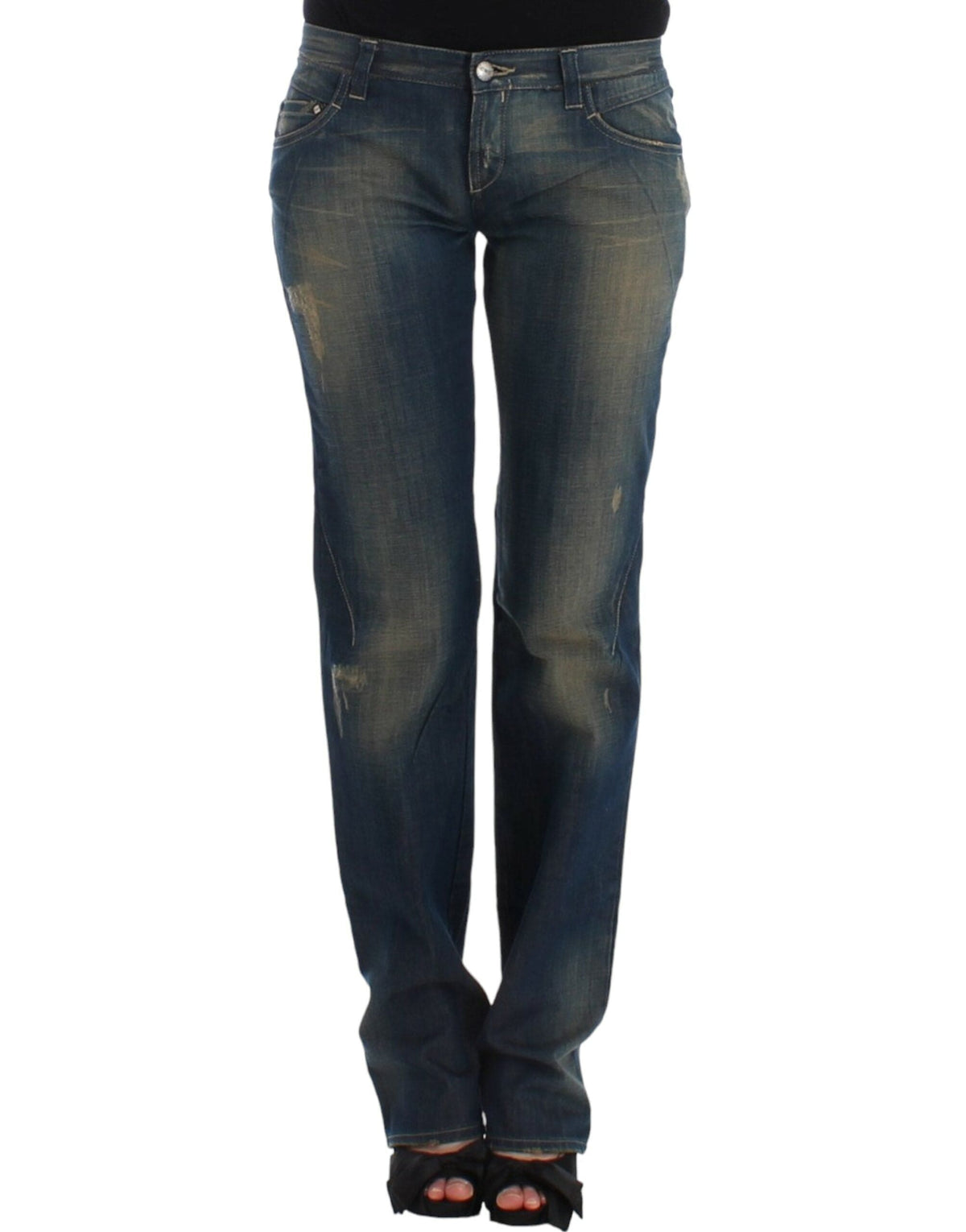 Costume National Chic Jean droit bleu en denim