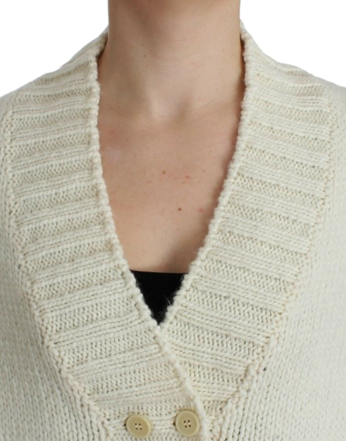 Costume national élégant hybride cape-cardigan tricoté blanc