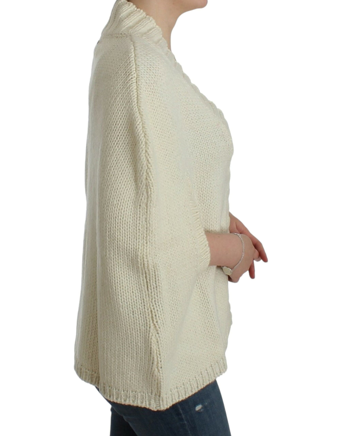 Costume national élégant hybride cape-cardigan tricoté blanc