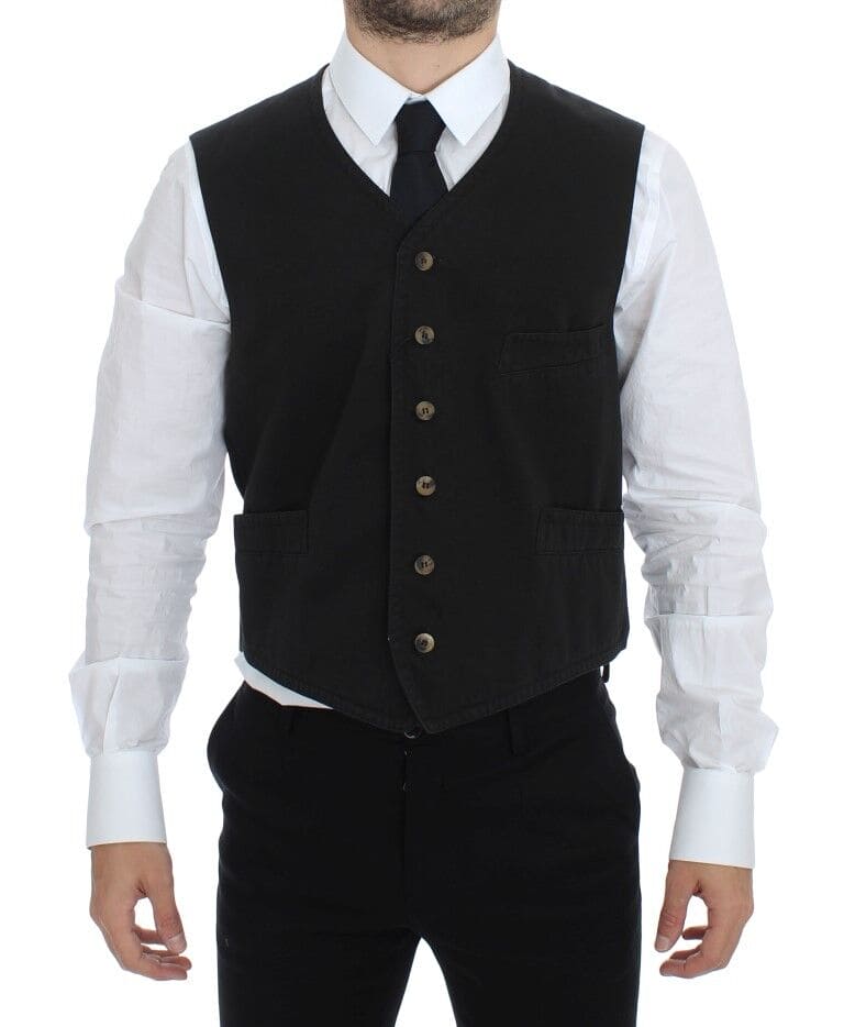 Gilet élégant en coton mélangé noir Dolce &amp; Gabbana