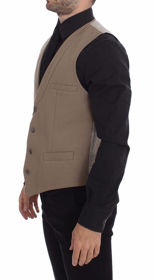 Gilet élégant en coton beige Dolce &amp; Gabbana – Coupe slim