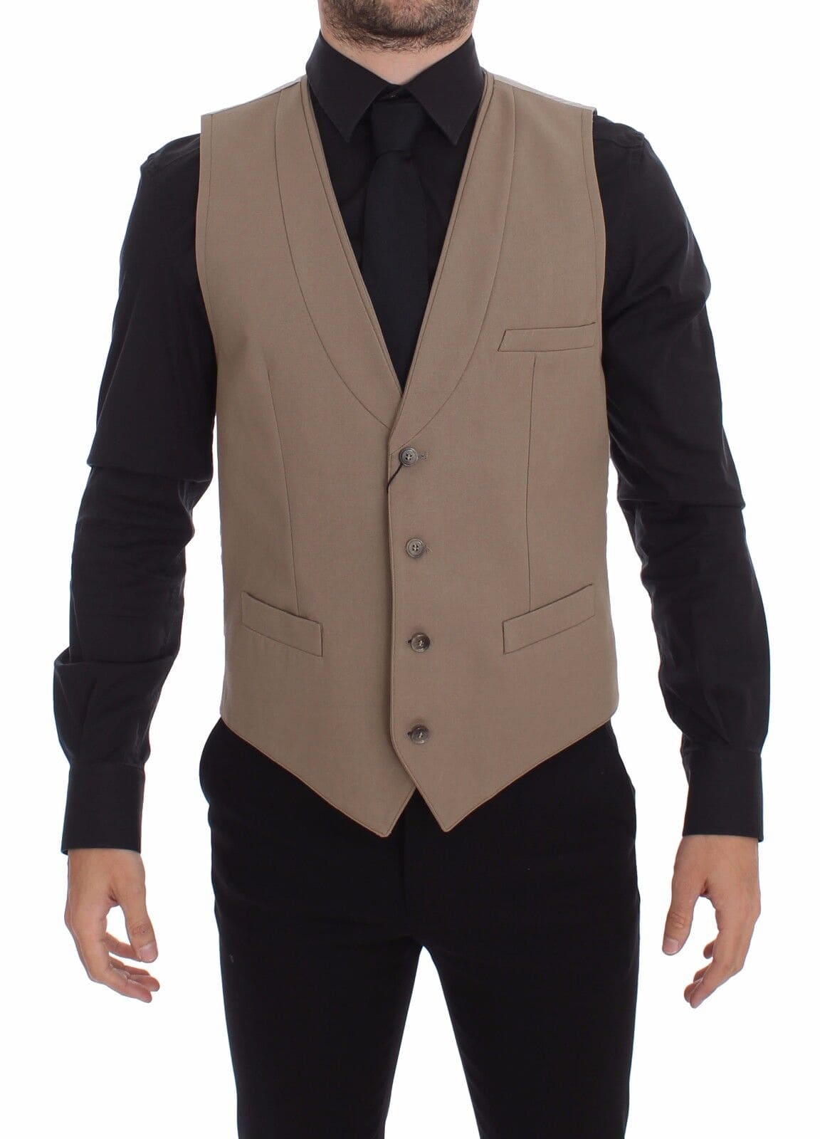 Gilet élégant en coton beige Dolce &amp; Gabbana – Coupe slim