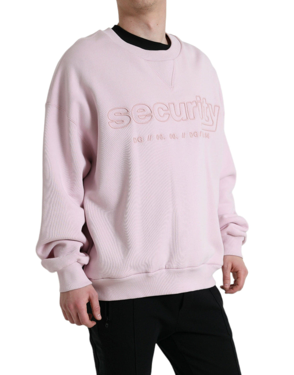 Pull ras du cou rose élégant avec logo Dolce &amp; Gabbana