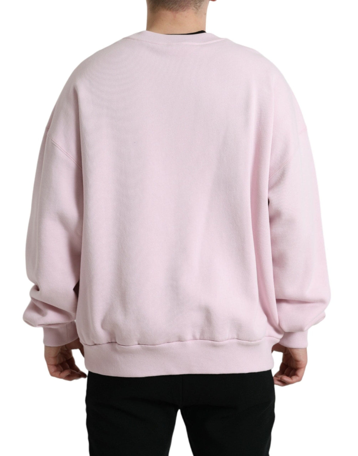 Pull ras du cou rose élégant avec logo Dolce &amp; Gabbana