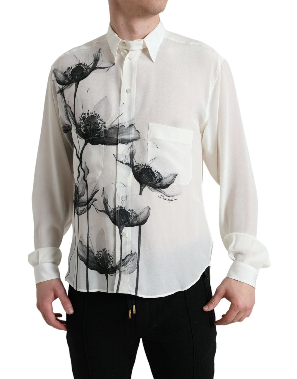 Chemise élégante en soie à fleurs Dolce &amp; Gabbana