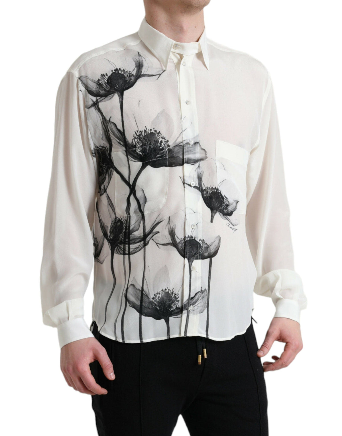 Camisa elegante de seda con estampado floral de Dolce &amp; Gabbana