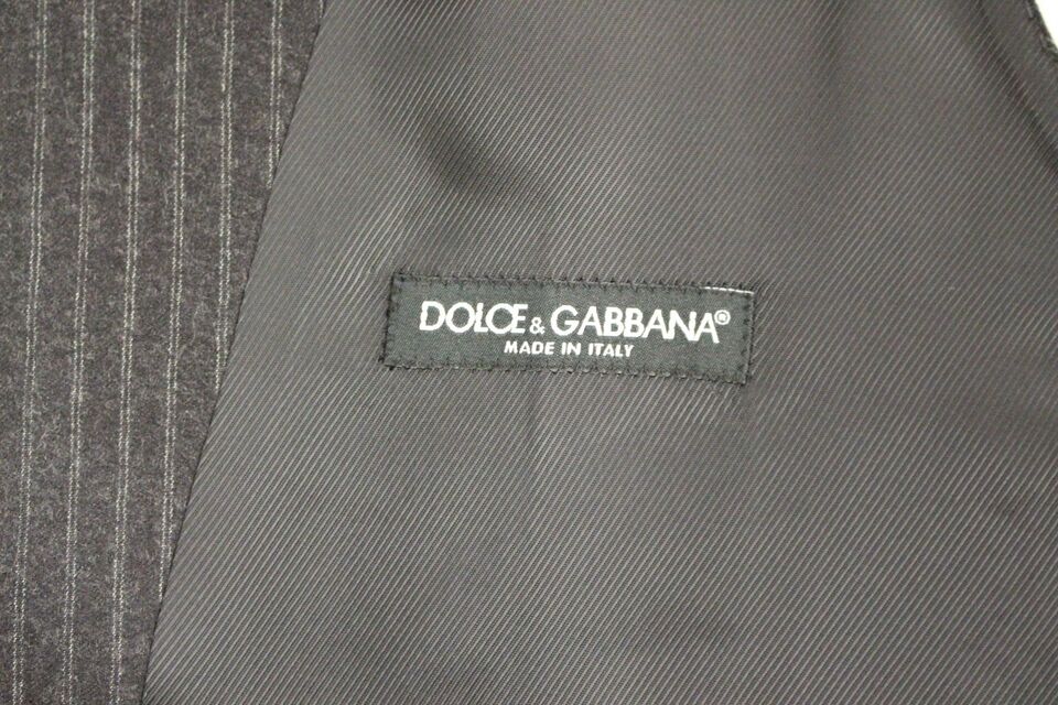 Dolce & Gabbana Elegant Gray Striped Wool Dress Vest