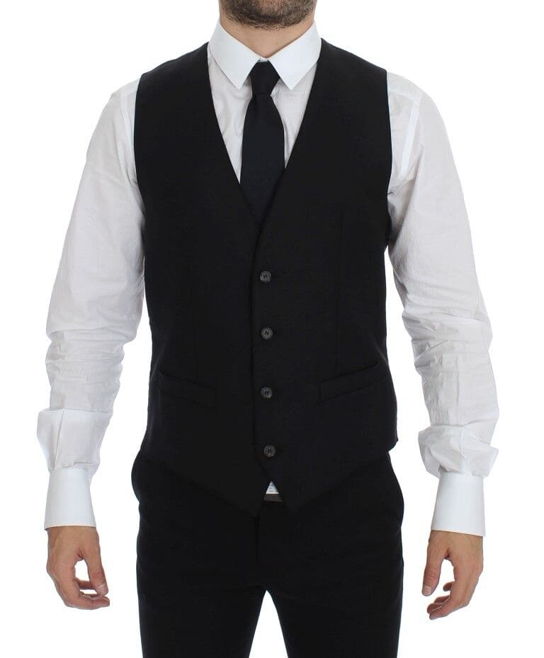 Dolce & Gabbana Elegant Black Wool Dress Vest