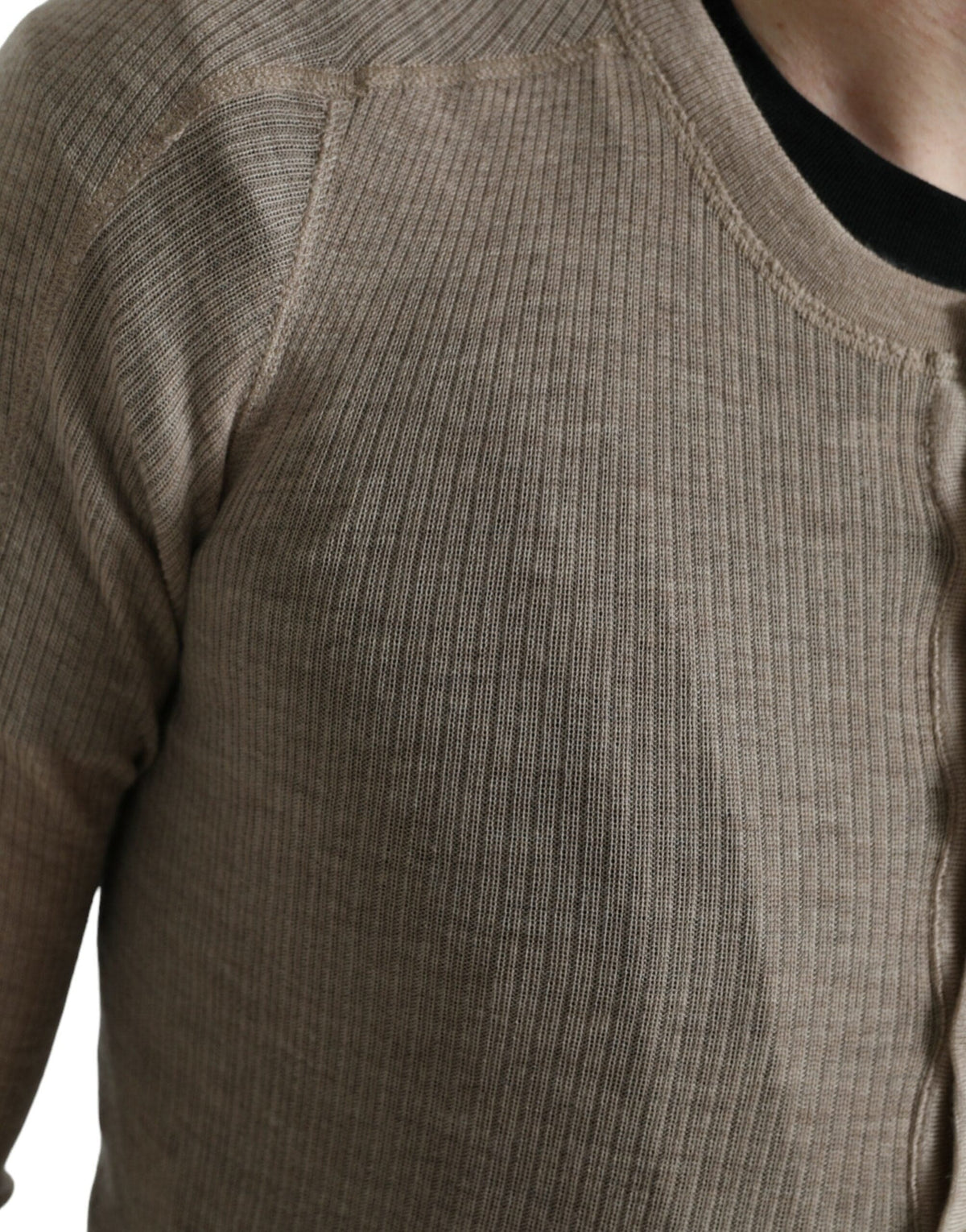 Pull Henley en cachemire beige élégant Dolce &amp; Gabbana