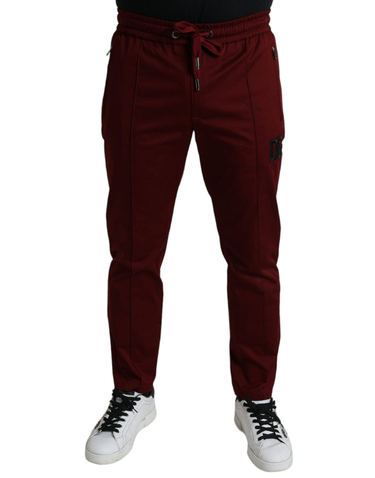 Pantalon de jogging en coton stretch bordeaux Dolce &amp; Gabbana