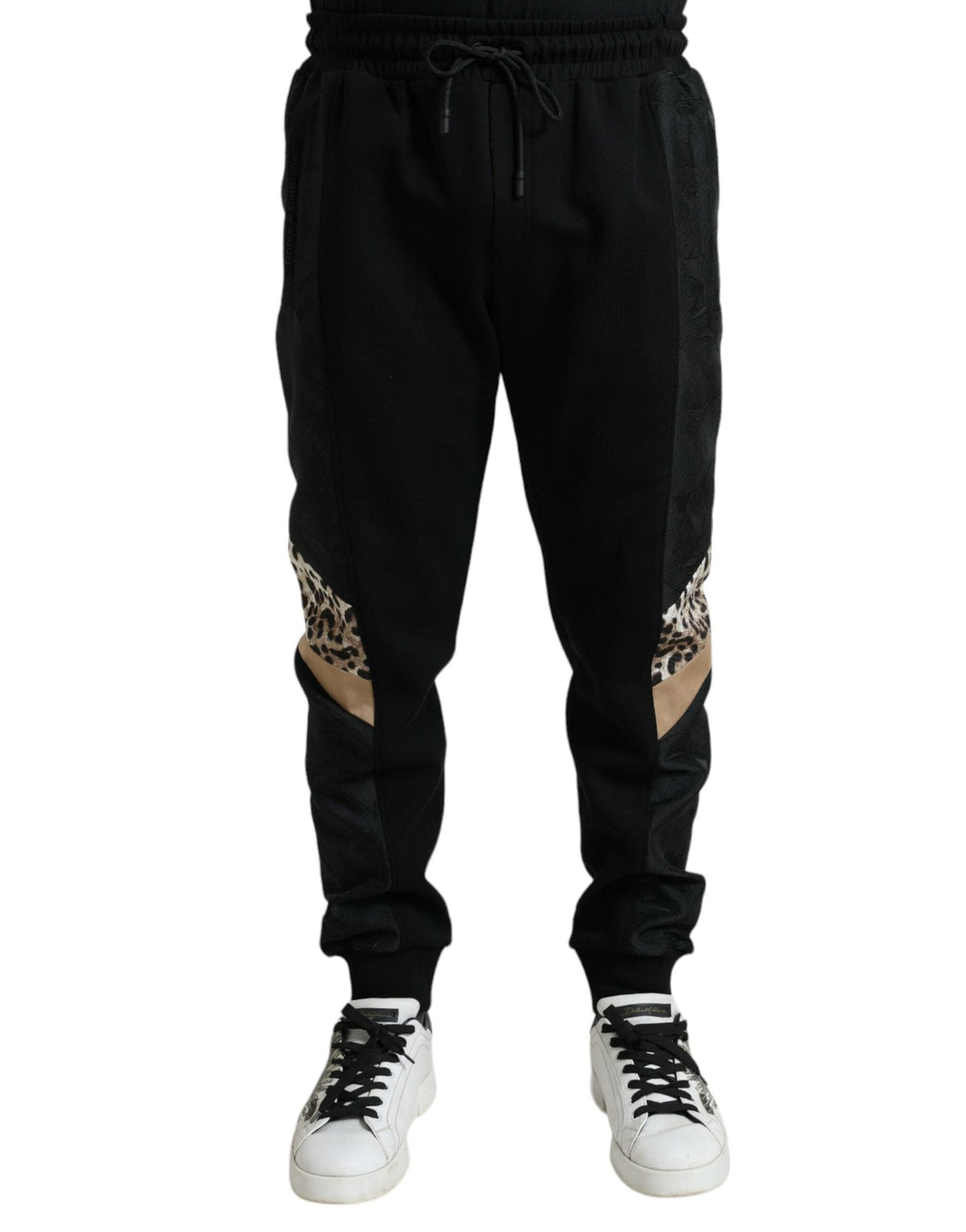 Pantalones jogger elegantes de leopardo negro de Dolce &amp; Gabbana