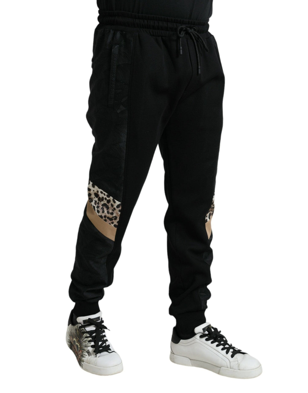 Pantalones jogger elegantes de leopardo negro de Dolce &amp; Gabbana