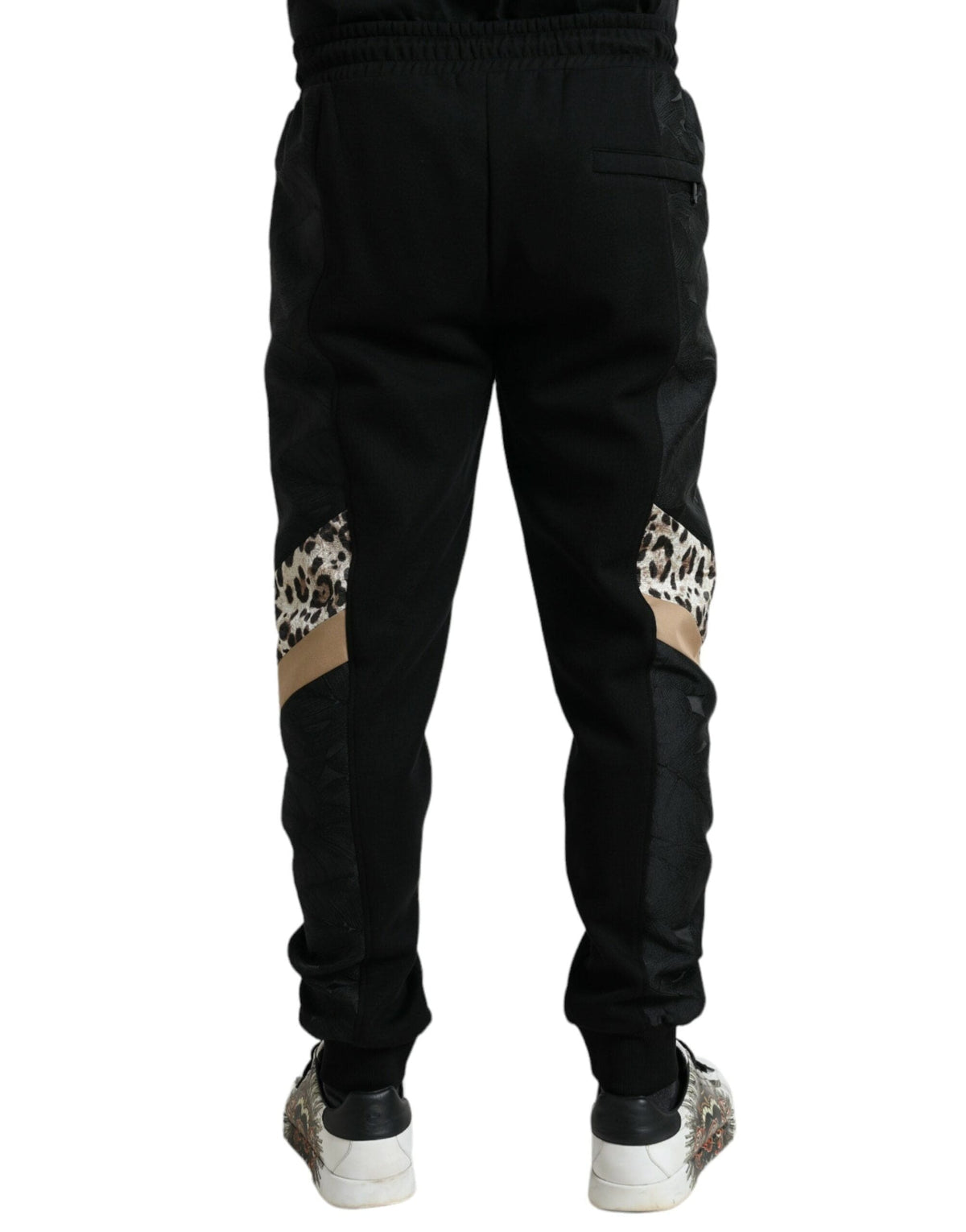 Pantalones jogger elegantes de leopardo negro de Dolce &amp; Gabbana