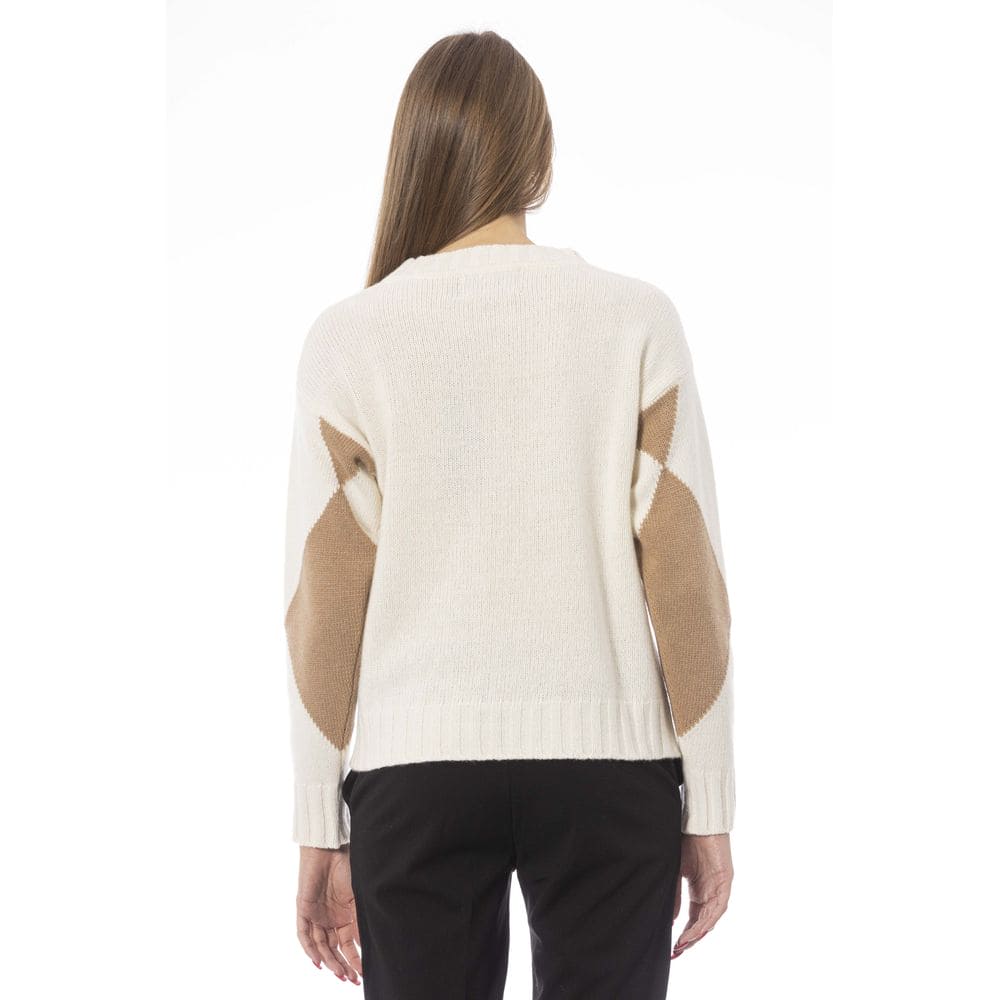 Pull col bateau élégant en laine mélangée beige Baldinini Trend