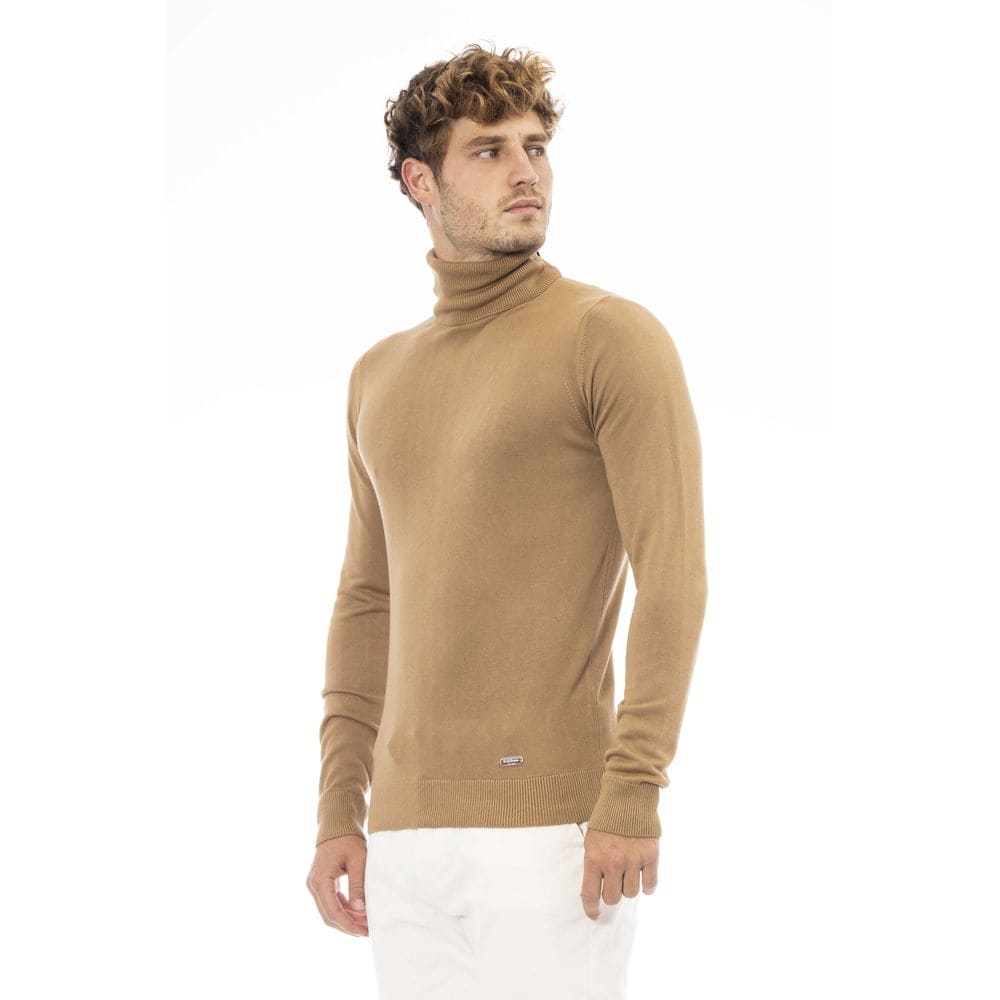 Pull à col roulé en modal et cachemire beige tendance Baldinini