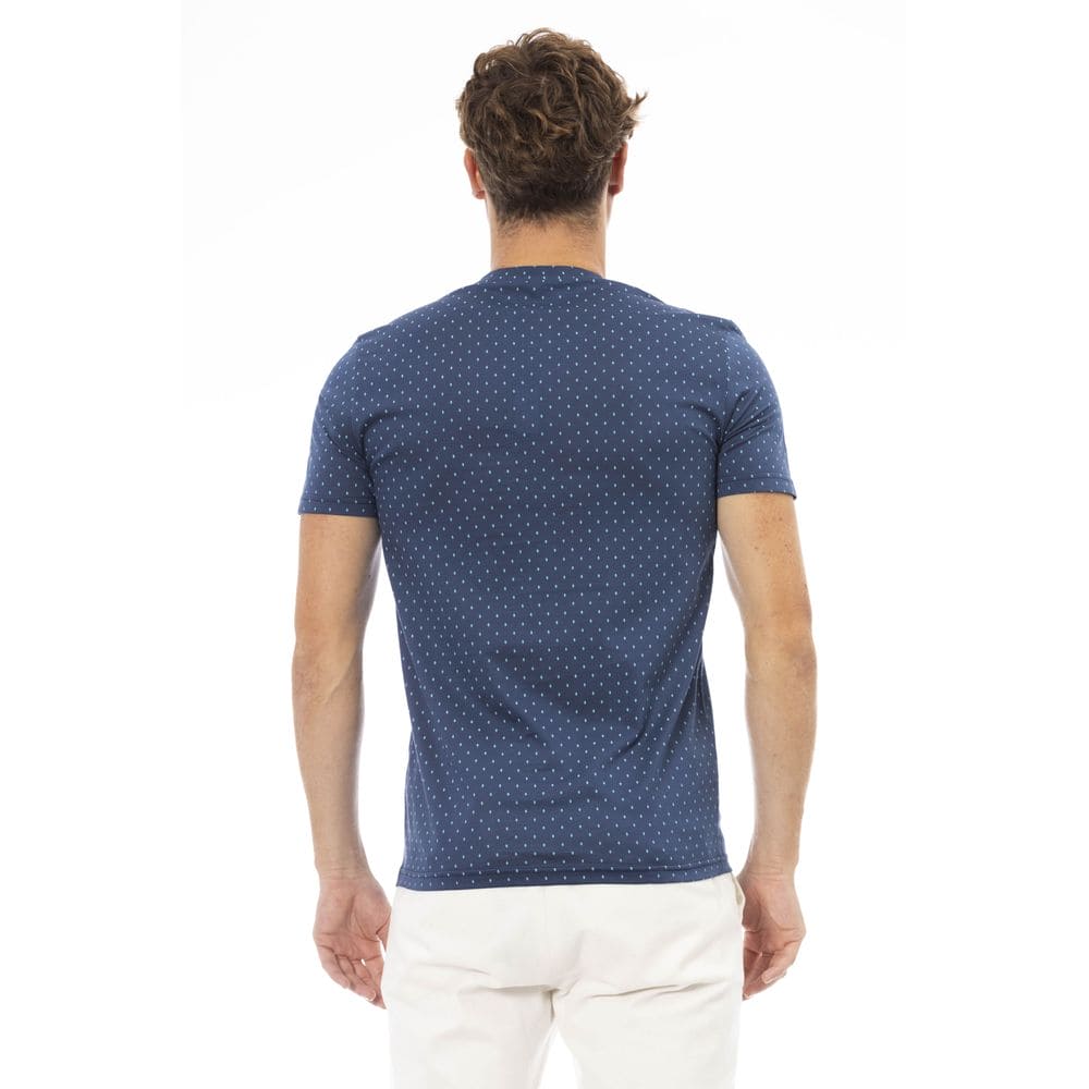 T-shirt en coton bleu élégant Baldinini Trend avec imprimé chic sur le devant