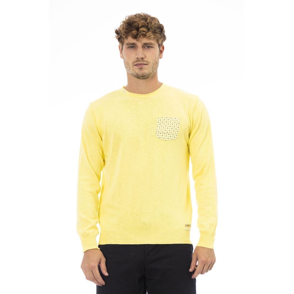 Pull ras du cou jaune élégant avec monogramme en métal Baldinini Trend