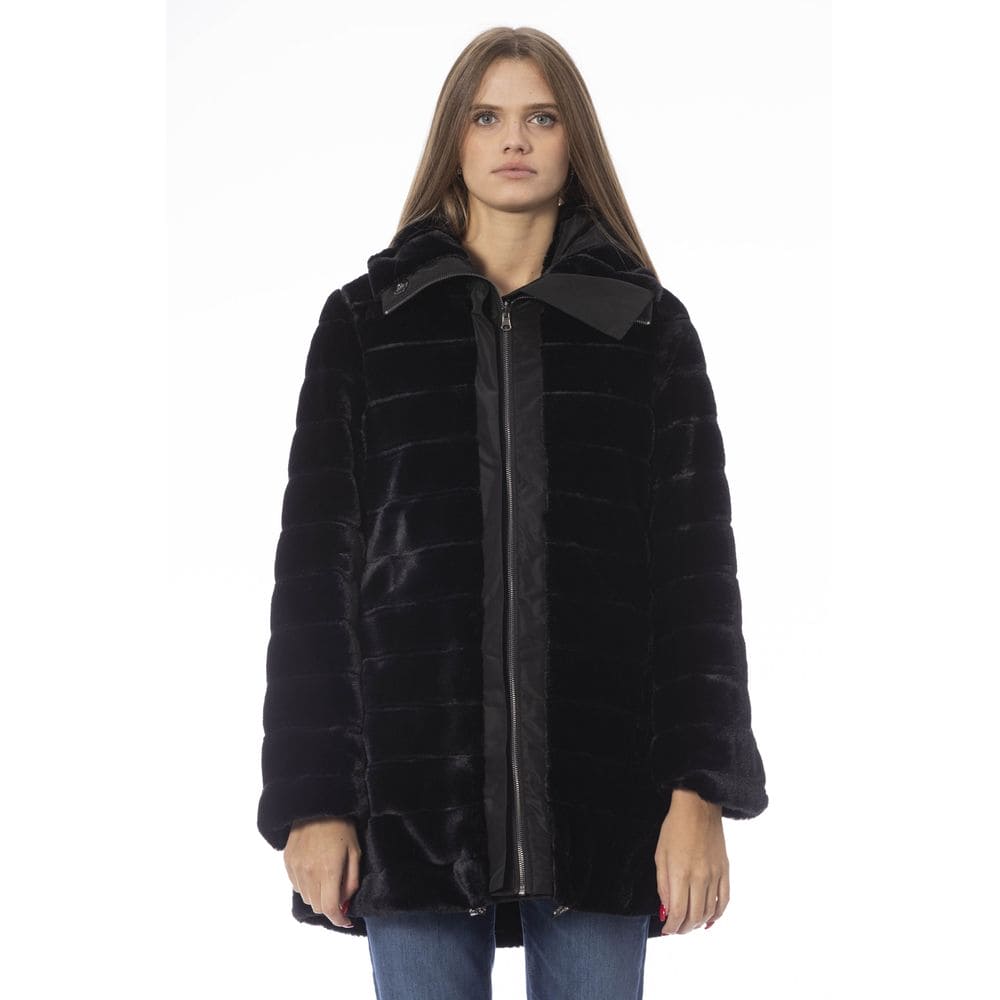 Chaqueta negra con capucha reversible Baldinini Trend: elegante y versátil