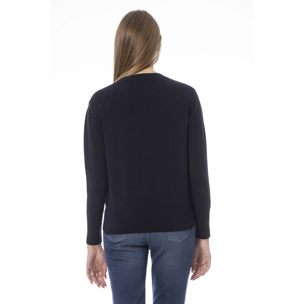 Pull ras du cou bleu tendance Baldinini en mélange laine-cachemire