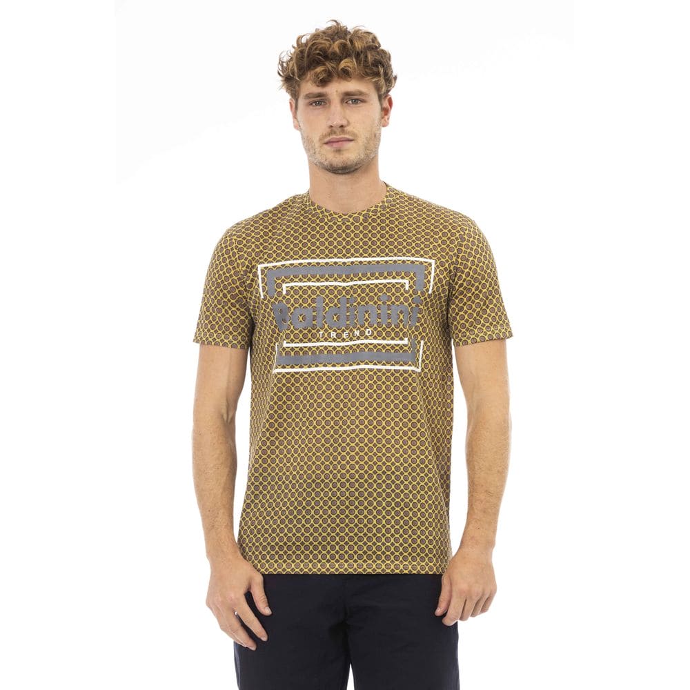 Camiseta elegante de algodón gris con estampado frontal Baldinini Trend