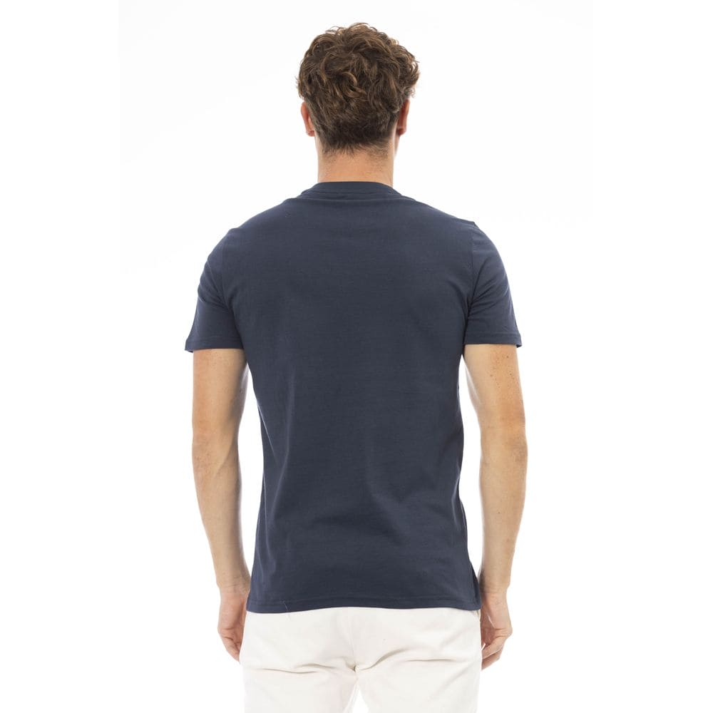 T-shirt en coton bleu élégant Baldinini Trend avec imprimé chic sur le devant